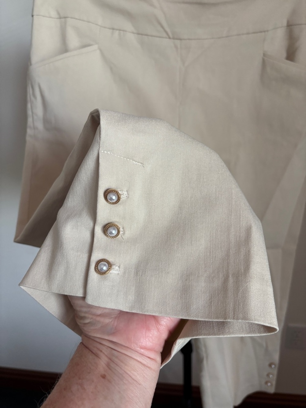 Coral Bay Tan Cropped Pull-On Ankle Pants with Hem Button Detail - Picture 5 of 5